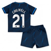 Camiseta Chelsea Ben Chilwell #21 Segunda Equipación Replica 2023-24 para niños mangas cortas (+ Pantalones cortos)